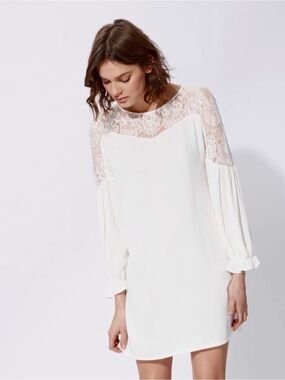 NWOT Maje Radzy Lace Inert Shift Dress in Ivory size 1 / Small